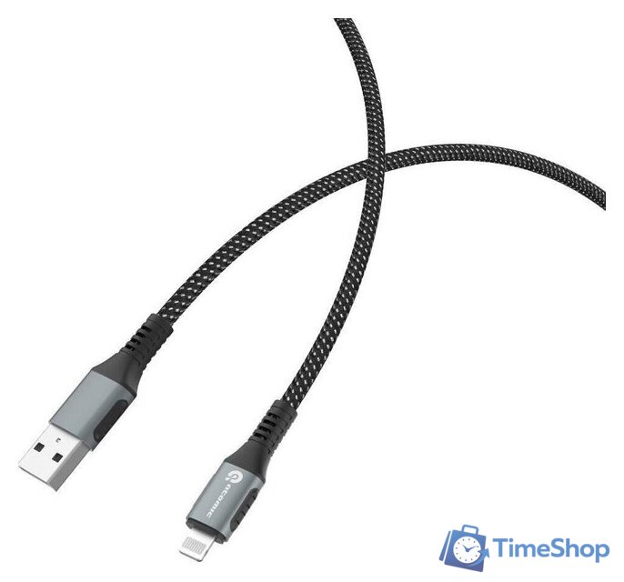 Кабель Atomic 30.395 USB Type-A - Lightning (1.2 м, черный) - Изображение №1 — Интернет-магазин Time-Shop