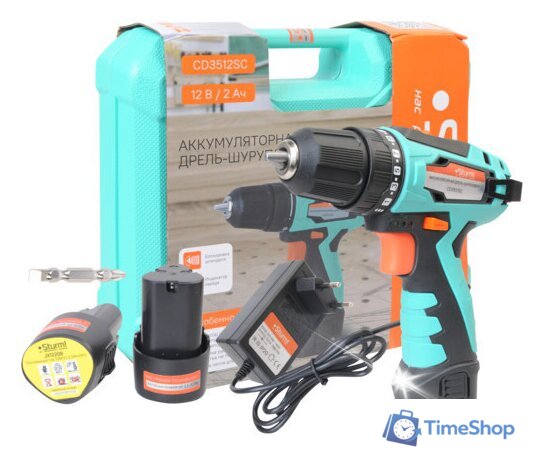 Дрель-шуруповерт Sturm CD3512SC (с 2-мя АКБ, кейс) - Изображение №1 — Интернет-магазин Time-Shop