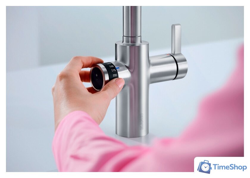 Смеситель Blanco Evol-S Volume с дозатором воды (рычаг справа, нержавеющая сталь) - Изображение №5 — Интернет-магазин Time-Shop