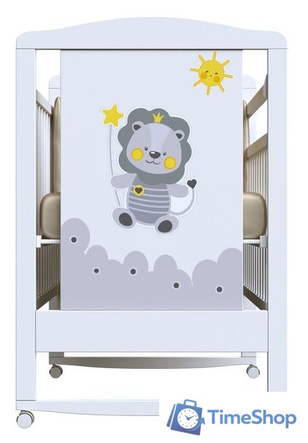 Классическая детская кроватка VDK Happy Lion колесо-качалка (белый) - Изображение №2 — Интернет-магазин Time-Shop