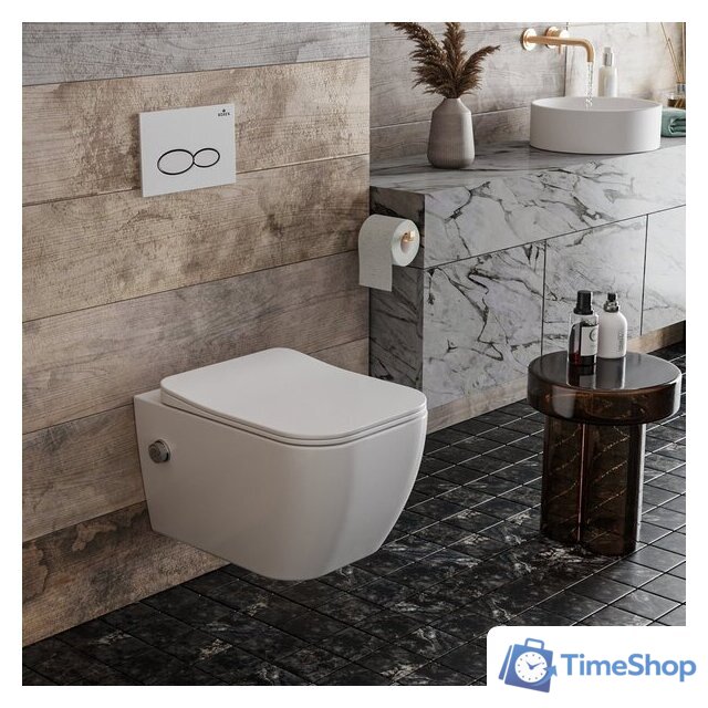 Унитаз подвесной Roxen Cube bidet в комплекте с инсталляцией StounFix Dual Fresh 6 в 1 966127 (кнопка: серый бетон) - Изображение №9 — Интернет-магазин Time-Shop