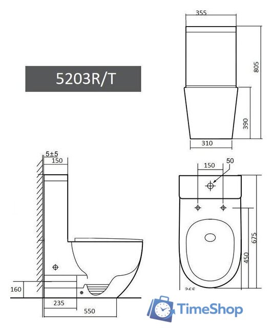 Унитаз напольный Grado GD-5203R Моно (с сиденьем) - Изображение №3 — Интернет-магазин Time-Shop