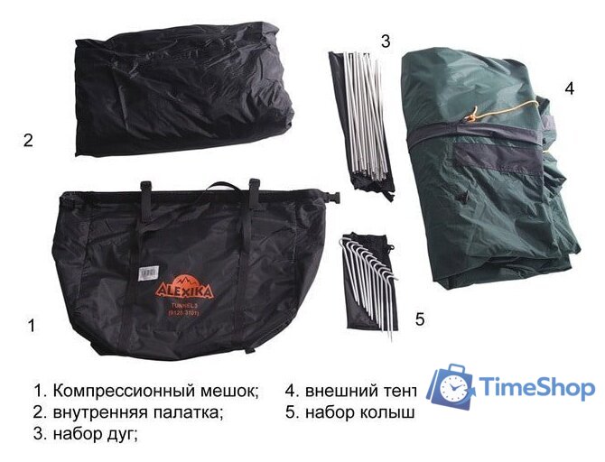 Треккинговая палатка AlexikA Tunnel 3 (зеленый) - Изображение №11 — Интернет-магазин Time-Shop