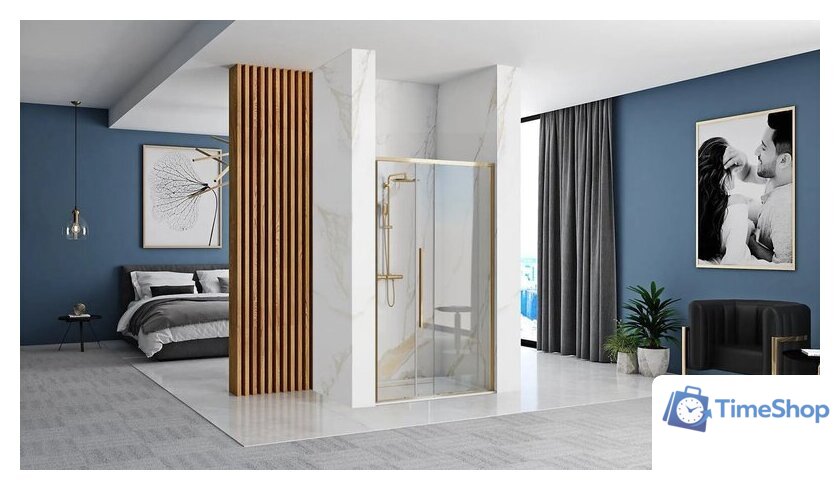 Душевая дверь Rea Solar 100 (золото/прозрачное стекло) - Изображение №2 — Интернет-магазин Time-Shop