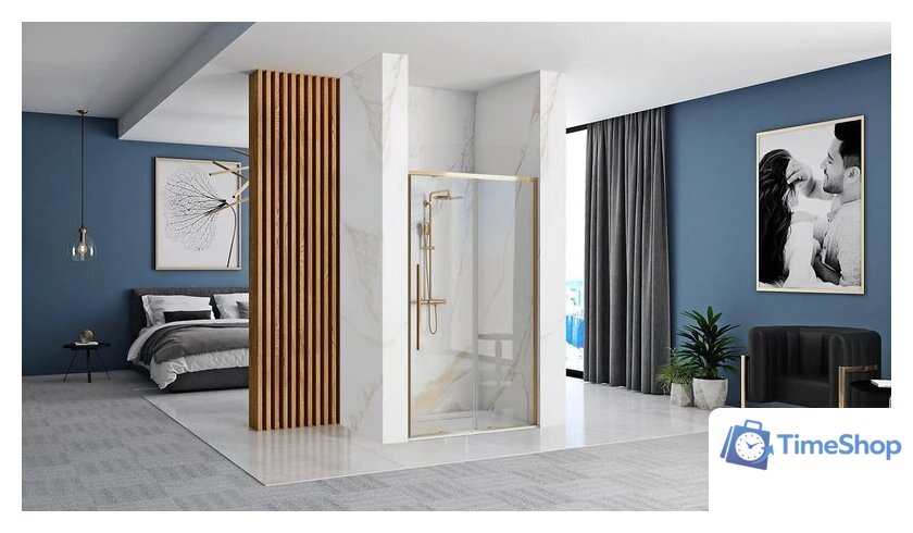 Душевая дверь Rea Solar 100 (золото/прозрачное стекло) - Изображение №4 — Интернет-магазин Time-Shop