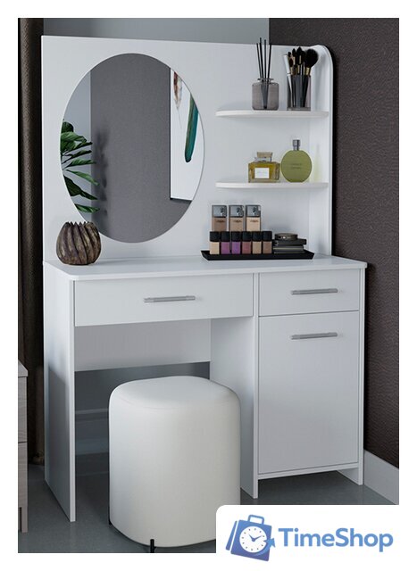 Туалетный столик с зеркалом Трия Эвита (белый глянец) - Изображение №1 — Интернет-магазин Time-Shop