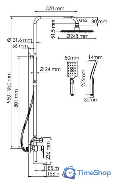 Душевая система  Wasserkraft A155.259.201.BG - Изображение №3 — Интернет-магазин Time-Shop