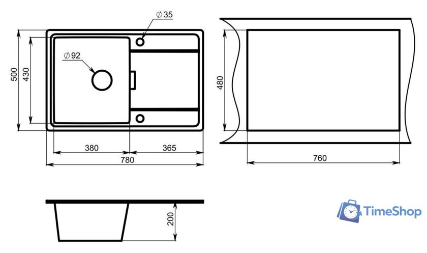 Кухонная мойка Granula 7804 (песок) - Изображение №2 — Интернет-магазин Time-Shop
