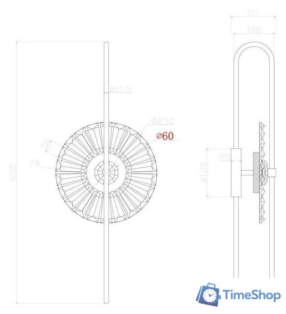 Бра Arte Lamp Almaaz A2563AP-1PB - Изображение №3 — Интернет-магазин Time-Shop