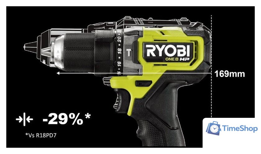 Ударная дрель-шуруповерт Ryobi HP RPD18C-220S 5133004982 (с 2-мя АКБ 2 Ah, сумка) - Изображение №4 — Интернет-магазин Time-Shop
