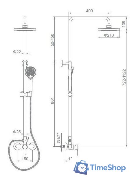 Душевая система  Ledeme L2403 - Изображение №2 — Интернет-магазин Time-Shop