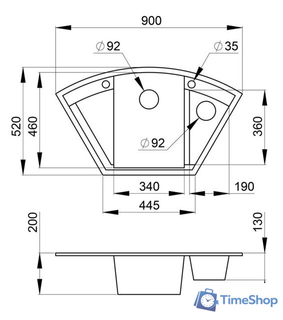 Кухонная мойка Granula GR-9001 (эспрессо) - Изображение №2 — Интернет-магазин Time-Shop