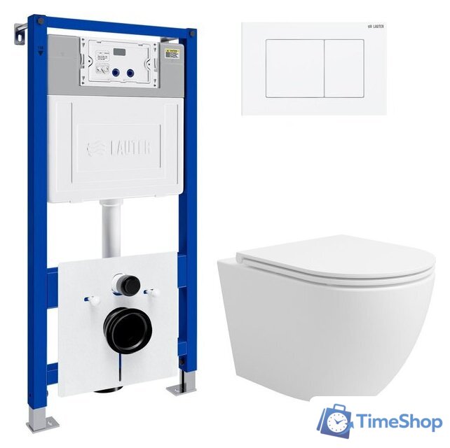 Унитаз подвесной Lauter Vortex 2110830 с кнопкой 219702J (прямоугольная, белый) - Изображение №1 — Интернет-магазин Time-Shop