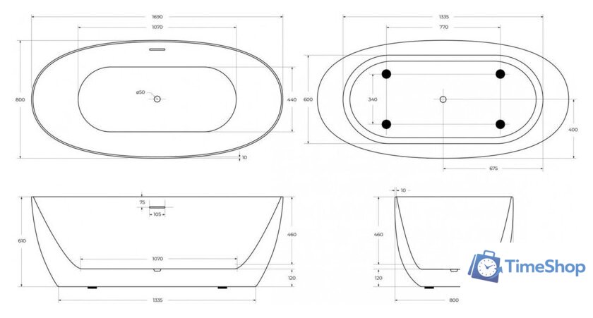 Ванна BelBagno BB414-1700-800 - Изображение №5 — Интернет-магазин Time-Shop