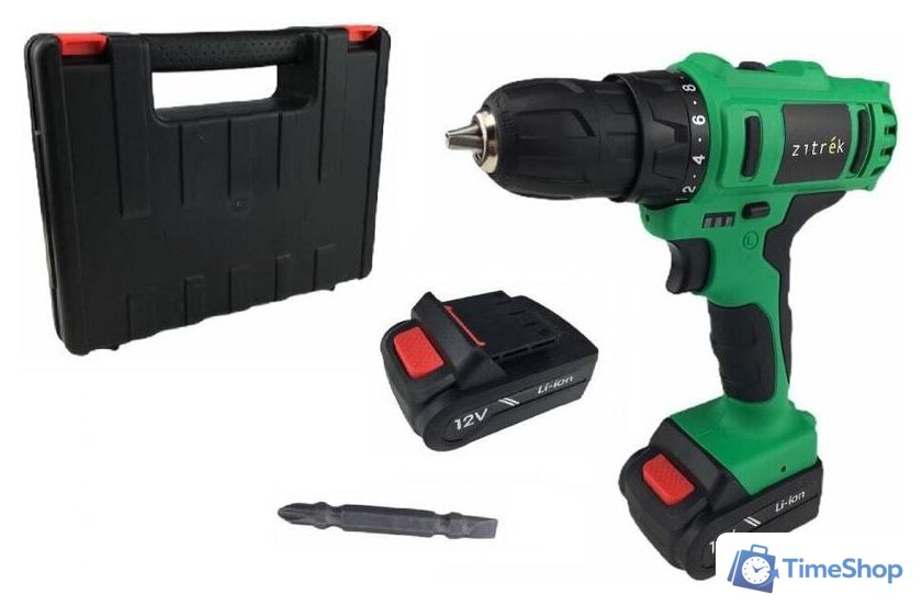 Дрель-шуруповерт Zitrek Greenpower 12-Li 063-4074 (с 2-мя АКБ, кейс) - Изображение №1 — Интернет-магазин Time-Shop