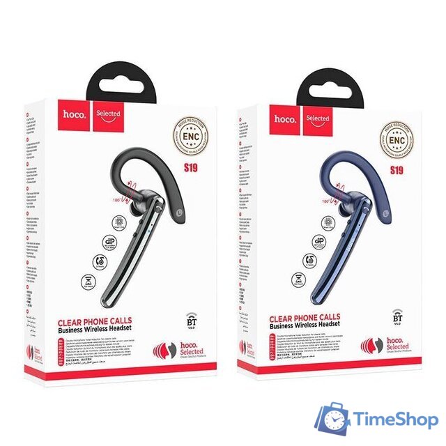 Bluetooth гарнитура Hoco S19 (черный) - Изображение №5 — Интернет-магазин Time-Shop