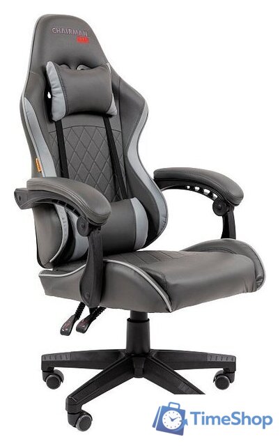 Игровое (геймерское) кресло CHAIRMAN CH28 (экокожа, черный/серый) - Изображение №1 — Интернет-магазин Time-Shop