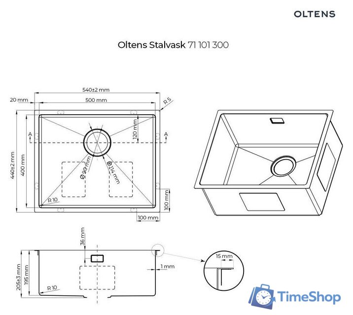 Кухонная мойка Oltens Stalvask 71101300 - Изображение №2 — Интернет-магазин Time-Shop