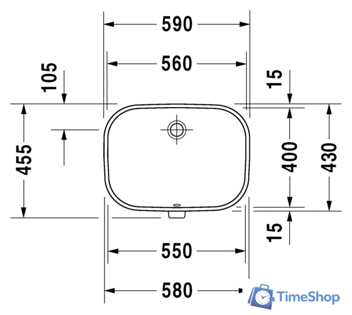 Умывальник Duravit D-Code 58x45.5 [0338560000] - Изображение №4 — Интернет-магазин Time-Shop