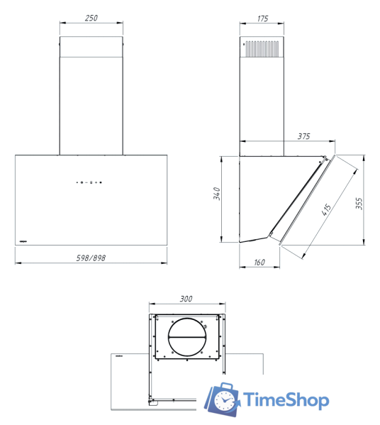Кухонная вытяжка Akpo Saturn 60 WK-9 (черный) - Изображение №2 — Интернет-магазин Time-Shop