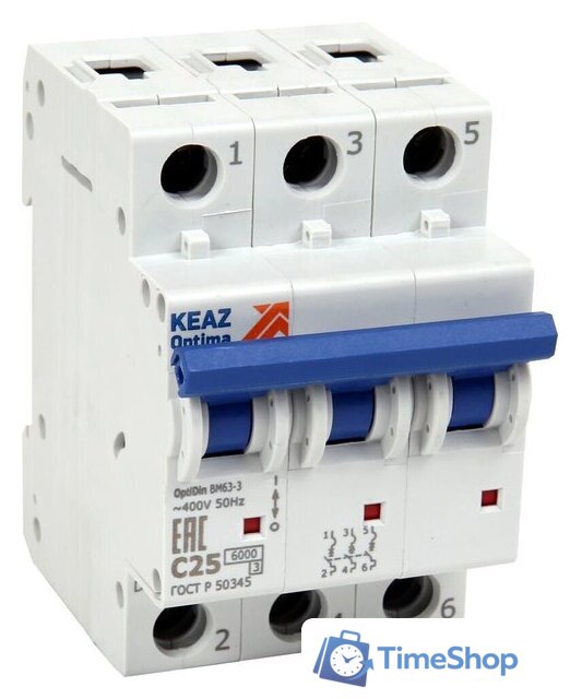 Выключатель автоматический КЭАЗ 3P C 20А 6кА OptiDin BM63-3C20-УХЛ3 260793 - Изображение №1 — Интернет-магазин Time-Shop
