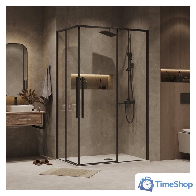 Душевой уголок Grossman Galaxy 80x80x195 300.K33.01.8080.21.00 (черный матовый/прозрачное стекло) - Изображение №7 — Интернет-магазин Time-Shop