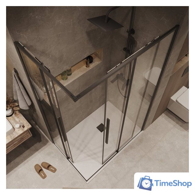 Душевой уголок Grossman Galaxy 80x80x195 300.K33.01.8080.21.00 (черный матовый/прозрачное стекло) - Изображение №10 — Интернет-магазин Time-Shop