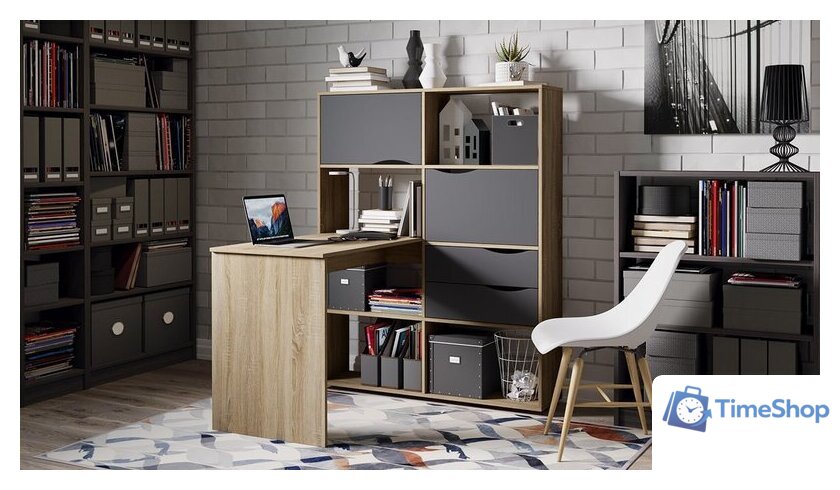 Стол Трия Письменный тип 7 (дуб сонома/графит серый) - Изображение №3 — Интернет-магазин Time-Shop