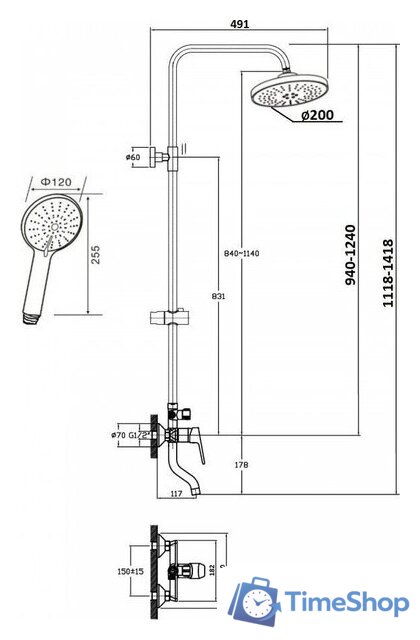 Душевая система  Agger Merry A1393300 - Изображение №12 — Интернет-магазин Time-Shop