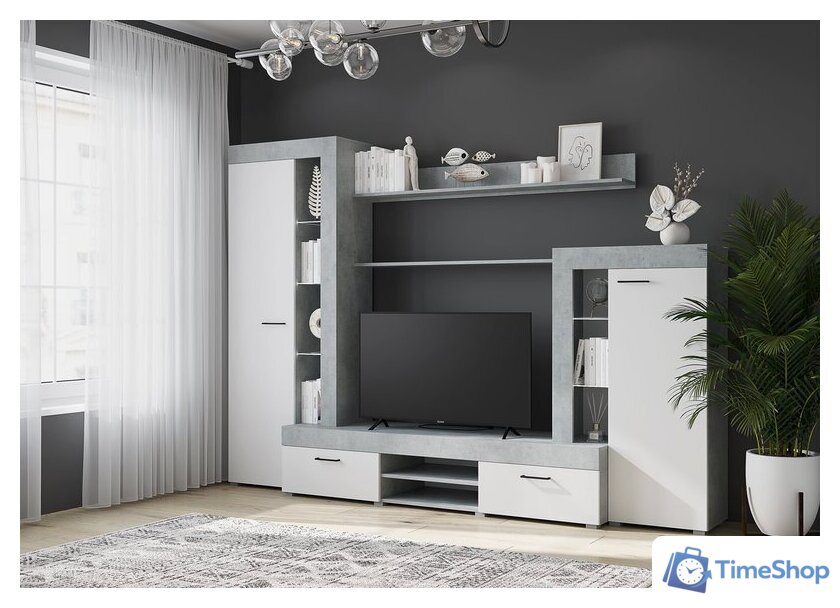 Стенка Горизонт Дельта (белый/бетон) - Изображение №1 — Интернет-магазин Time-Shop