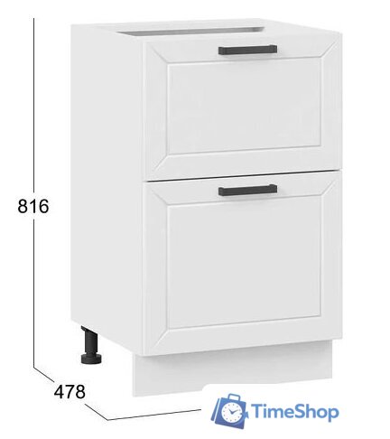 Шкаф напольный Трия Лорас 1Н5Я2 с двумя ящиками (белый/холст белый) - Изображение №3 — Интернет-магазин Time-Shop