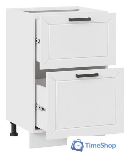 Шкаф напольный Трия Лорас 1Н5Я2 с двумя ящиками (белый/холст белый) - Изображение №2 — Интернет-магазин Time-Shop