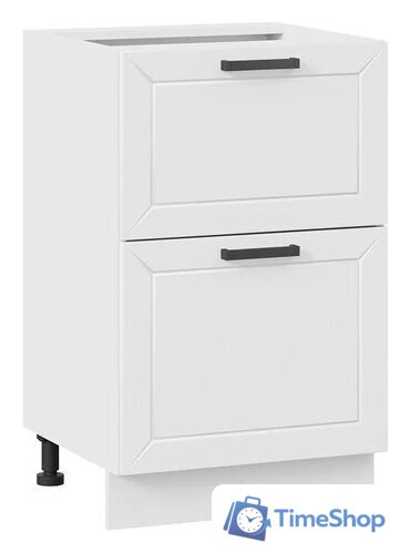Шкаф напольный Трия Лорас 1Н5Я2 с двумя ящиками (белый/холст белый) - Изображение №1 — Интернет-магазин Time-Shop