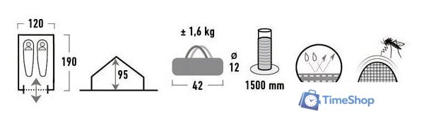 Треккинговая палатка High Peak Minipack 10155 (синий) - Изображение №8 — Интернет-магазин Time-Shop