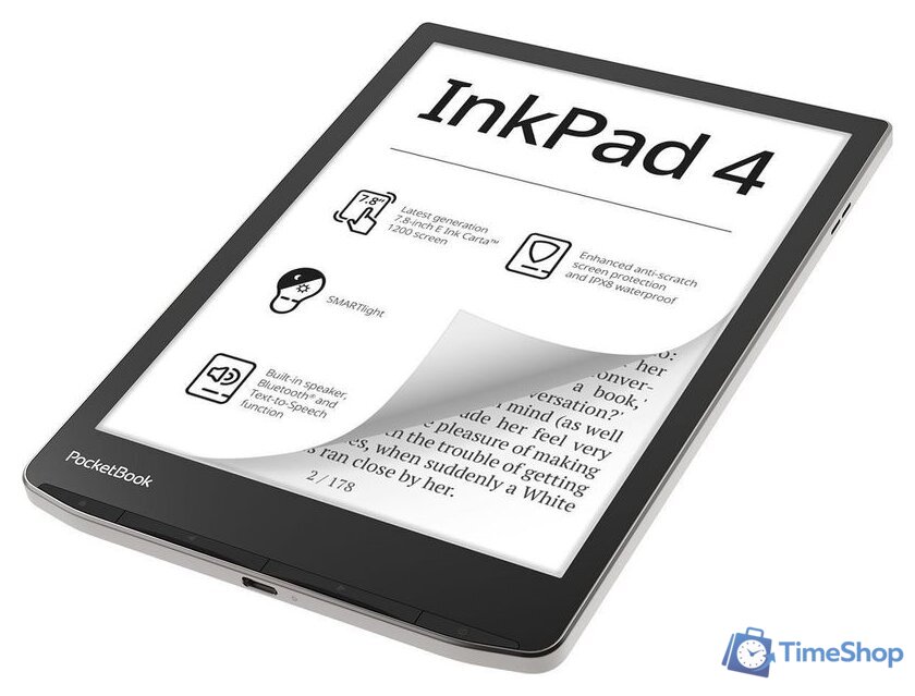 Электронная книга PocketBook 743G InkPad 4 (черный/серебристый) - Изображение №4 — Интернет-магазин Time-Shop