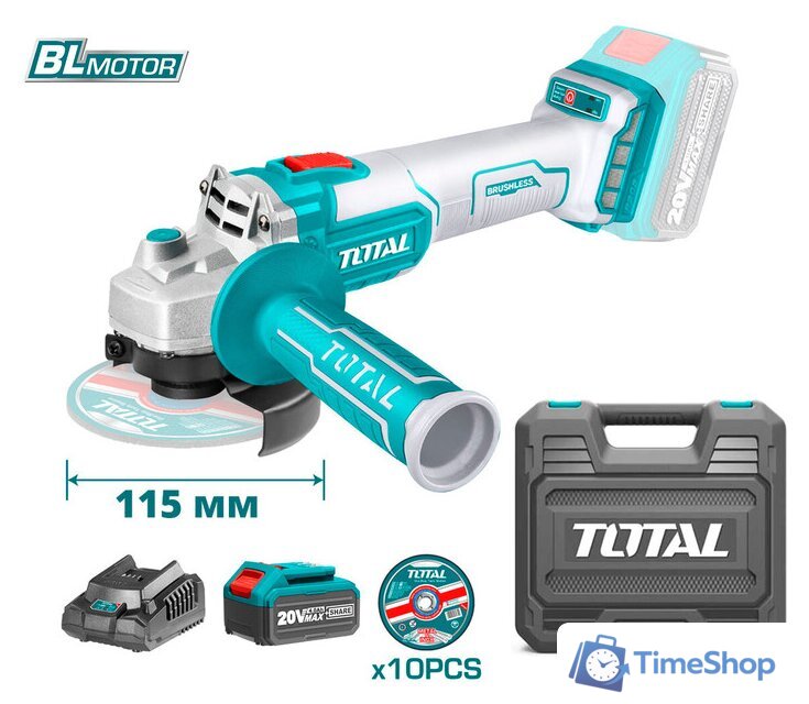 Угловая шлифмашина Total TAGLI2011587 (с 1-м АКБ, кейс) - Изображение №1 — Интернет-магазин Time-Shop