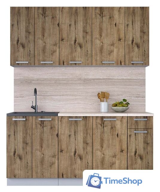 Готовая кухня Интерлиния Мила Лайт 1.7-60 (дуб веллингтон/дуб веллингтон/травертин серый) - Изображение №1 — Интернет-магазин Time-Shop