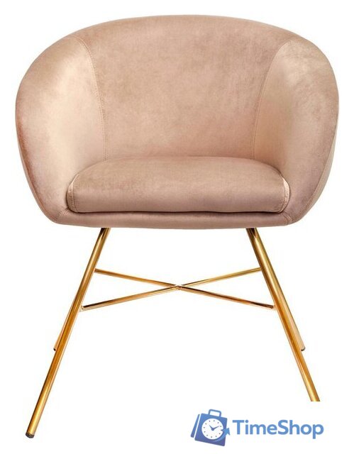 Стул с подлокотниками AksHome Amur (светло-коричневый велюр/золото) - Изображение №2 — Интернет-магазин Time-Shop