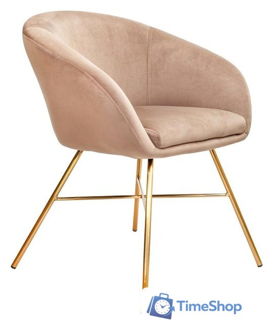 Стул с подлокотниками AksHome Amur (светло-коричневый велюр/золото) - Изображение №1 — Интернет-магазин Time-Shop