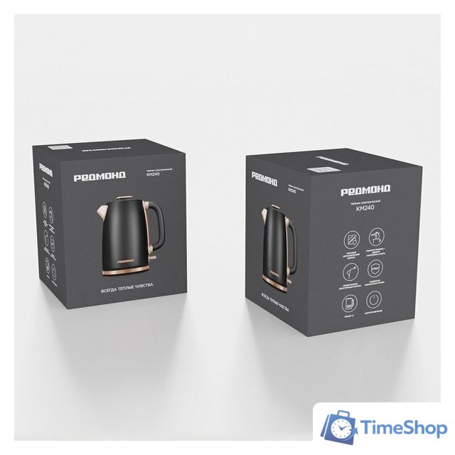 Электрический чайник Redmond (Редмонд) KM240 (черный/бронза) - Изображение №2 — Интернет-магазин Time-Shop
