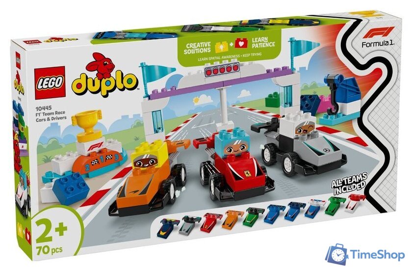 Конструктор LEGO Duplo 10445 Гоночные автомобили и пилоты команды F1 - Изображение №1 — Интернет-магазин Time-Shop
