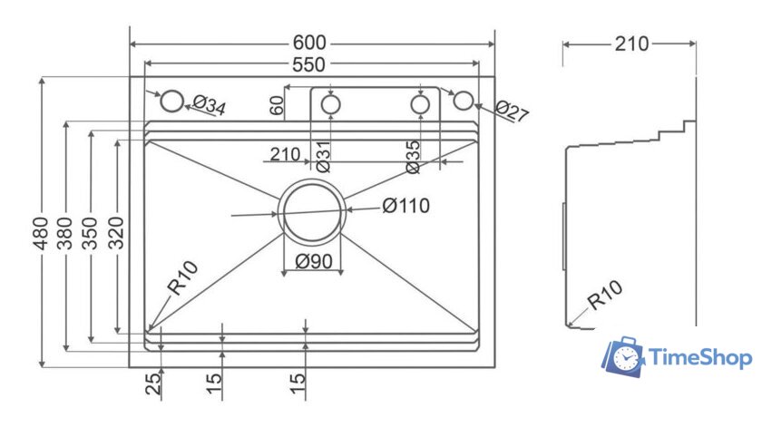 Кухонная мойка Roxen Stage Plus 560250-60 многофункциональная 8 в 1 (60*48/сатин) - Изображение №22 — Интернет-магазин Time-Shop