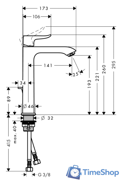 Смеситель Hansgrohe Metris 31183000 - Изображение №2 — Интернет-магазин Time-Shop