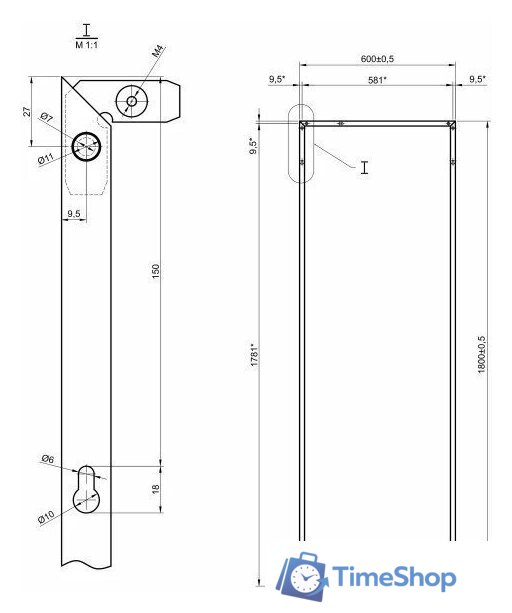 Зеркало Алмаз-Люкс МА4-18060 black 180х60 см (в алюминиевой раме/черный) - Изображение №5 — Интернет-магазин Time-Shop