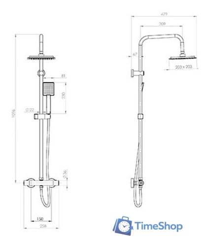 Душевая система  Deante Neo Joko Square NBJ 051T - Изображение №2 — Интернет-магазин Time-Shop