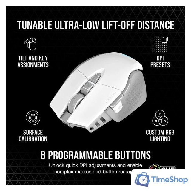 Игровая мышь Corsair M65 RGB Ultra Wireless (белый) - Изображение №7 — Интернет-магазин Time-Shop