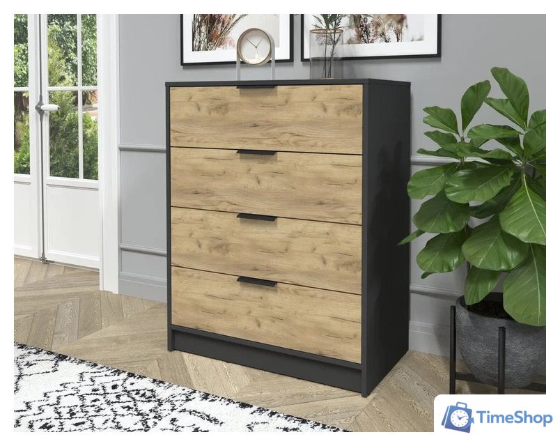 Комод Интерлиния Концепт КТ-К80 (дуб золотой/антрацит) - Изображение №3 — Интернет-магазин Time-Shop