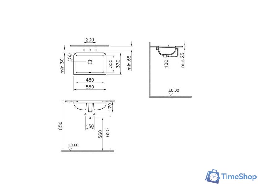 Умывальник Vitra 7475B003-0618 - Изображение №7 — Интернет-магазин Time-Shop