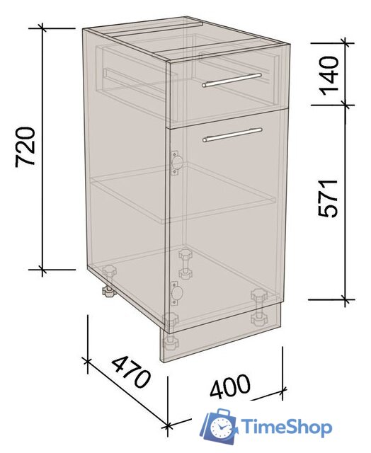 Шкаф напольный Артём-Мебель 400мм СН-114.08-Ш (ДСП дуб крафт белый) - Изображение №3 — Интернет-магазин Time-Shop