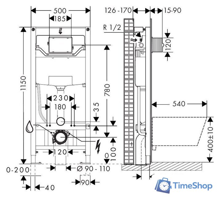 Инсталляция для унитаза Hansgrohe Iframe Universal 1022180 - Изображение №4 — Интернет-магазин Time-Shop